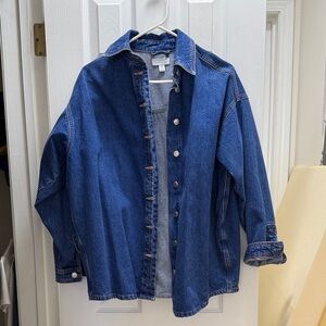 Top Shop Blue Denim Shacket in Bright Blue